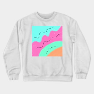 Pink green orange watercolor abstract art Crewneck Sweatshirt